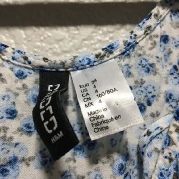 Blue Floral Mini Dress A-line Sleeveless Cottagecore Dainty Scoop Neck Summer - Picture 4 of 9